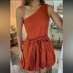 One-Shoulder Bubble Orange Dress